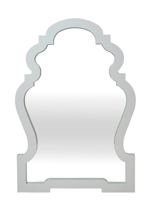 White lacquer Queen Anne Mirror from Jonathan Adler 