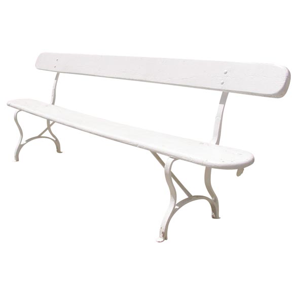 White 19th century French Iron and wood garden bench