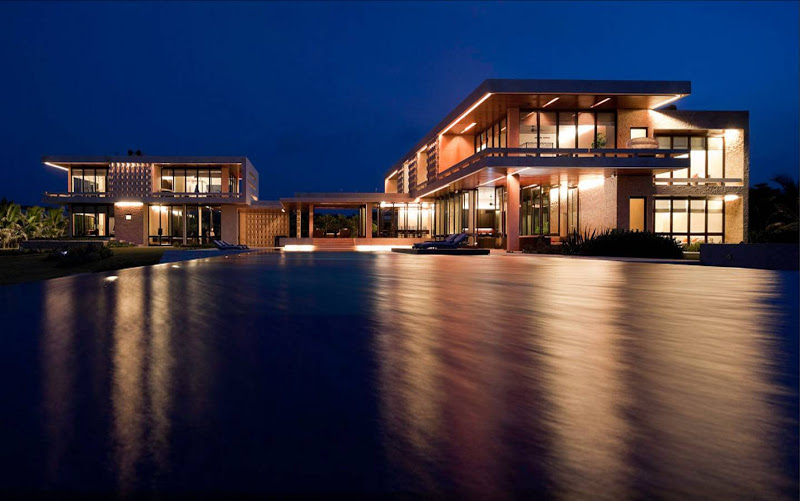 Exterior of Casa Kimball in the Dominican Republic at night