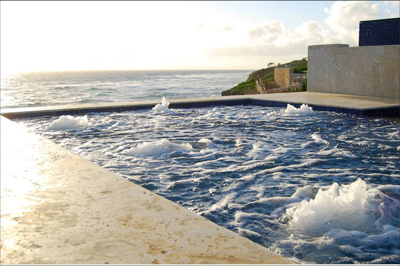 Waves in a pool at Casa Kimball in the Dominican Republic