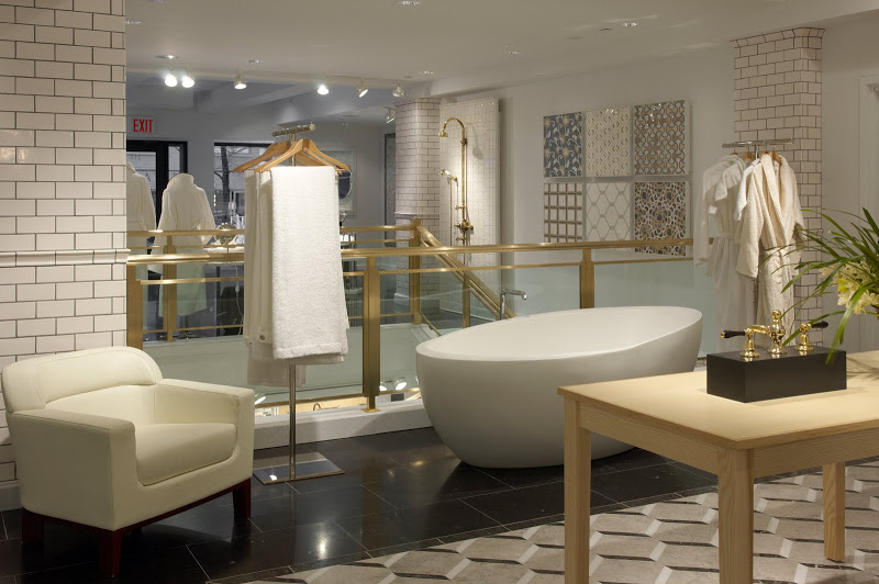 Bathroom setting in the Waterworks' flagship store