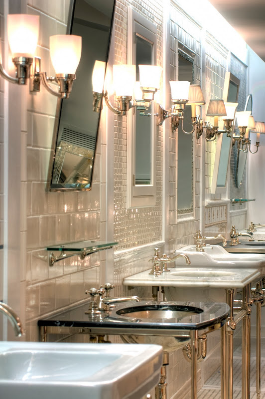 Bathroom sinks inside the Waterworks flagship showroom in New York