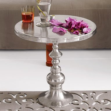 Turned metal pedestal table from Brocade Home