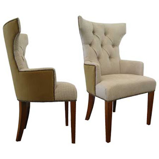 Tufted dining chair with nail head trim and upholstered back from Plush Home