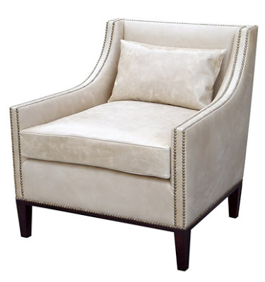 White leather armchair with nail head trim from Oly