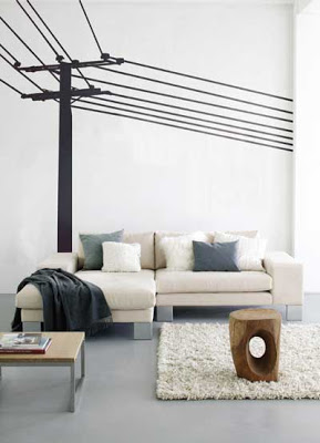 Power pole wall sticker in a living room from Ferm Living
