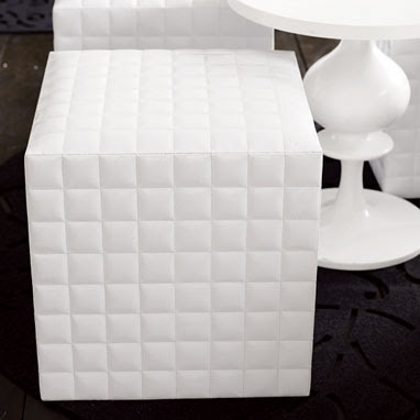 White patent leather stool from Brocade Home