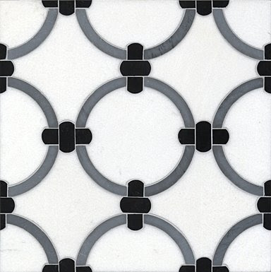 Black, white and grey ring patterned tile from Ann Sacks