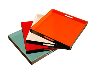 Four two-tone serving trays from Pearl River