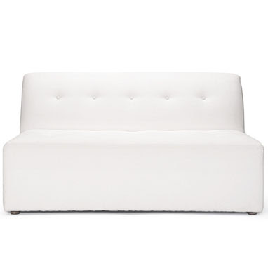 White tufted love seat from Brocade Home