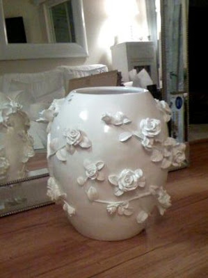 White flower bud relief ceramic vase from Z Gallerie