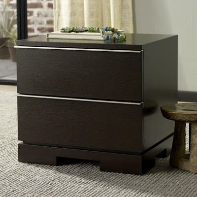 Dark brown two drawer nightstand from West Elm
