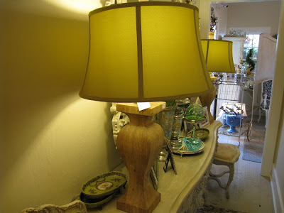 Wood Lamps with Green Shades from Pom Pom Interiors