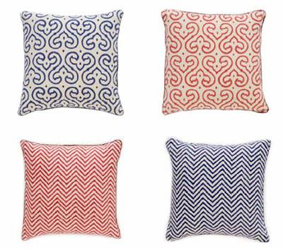 Four Madeline Weinrib block print pillows