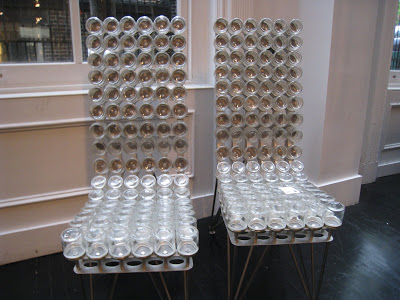 Dining chair made of glass jars from CITE