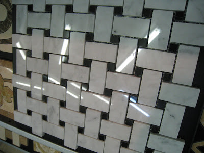 Carrara and Nero Marquina Basketweave Marble Tiles