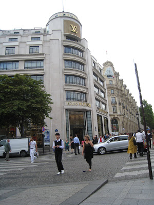 Exterior of the flagship Louis Vuitton on the Champs Elysee