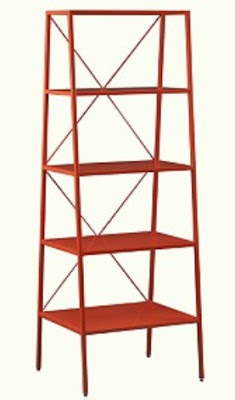 Red powdercoated metal bookshelf with five shelves from CB2