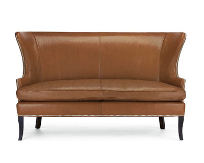 Leather settee with nail head trim from William Sonoma Home