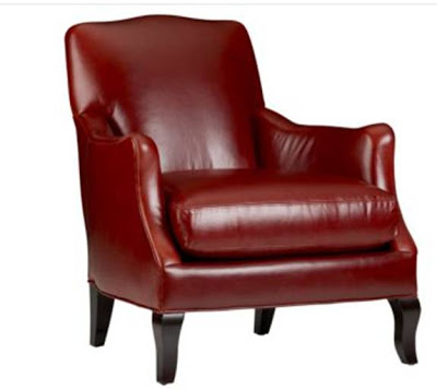 Oxblood red club style leather chair from Crate & Barrel 