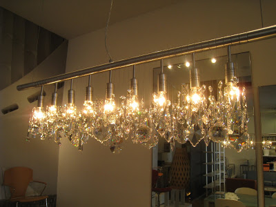 Linear crystal chandelier from Design Within Reach with Swarovski crystal pendants