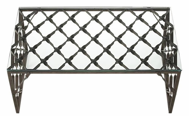 Top view of a flat bar iron coffee table from Crate & Barrel