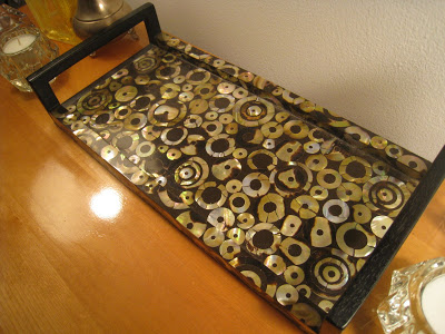 Wood and mother of pearl R&Y Augousti tray