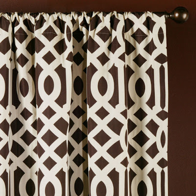 Brown and white graphic print drapery panels from Z Gallerie