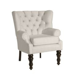 White tufted armchair from Ballard Designs