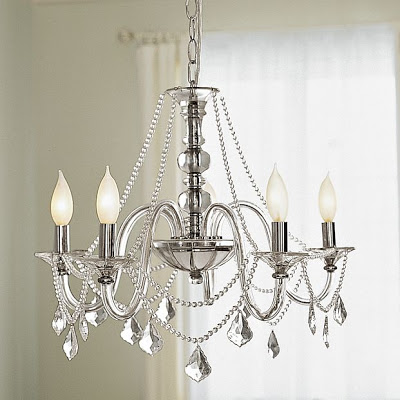 Chrome plated and lucite chandelier from PB Teen