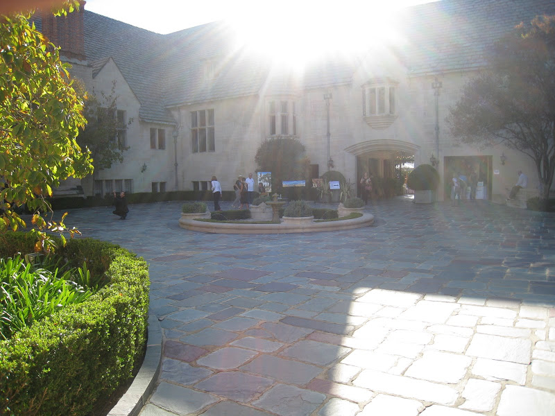 Greystone Estate's main courtyard features a large round fountain