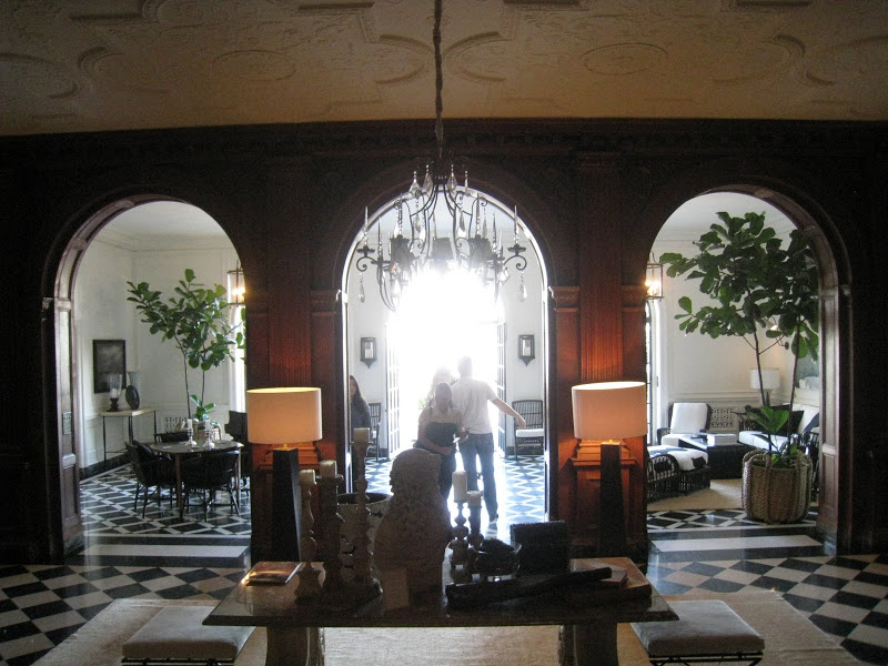 Main Grand Hall at the Greystone mansion seen from the entrance hall and gallery