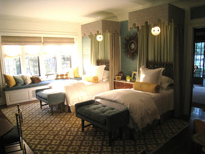 Guest bedroom in the guest wing in the Greystone Mansion
