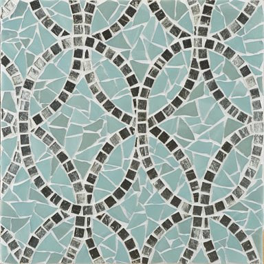 Interlocking ovals mosaic in silver blue and grey mineral from Erin Adams for Ann Sacks