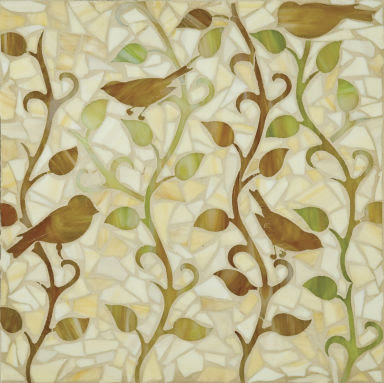 Erin Adams vine pattern tile with bird detail