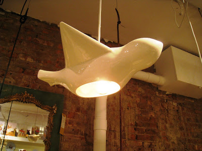 White ceramic bird pendant light from ABC Carpet & Home