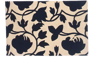 Black and off-white (cream) floral patterned carpet from Madeline Weinrib
