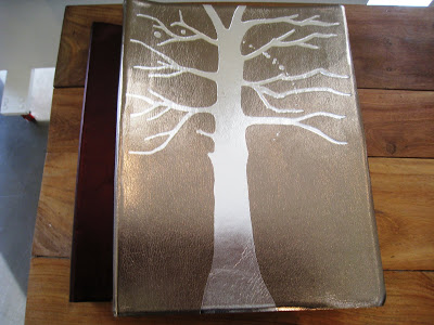 Metallic leather hand crafted photo album with tree motif from Persimmon