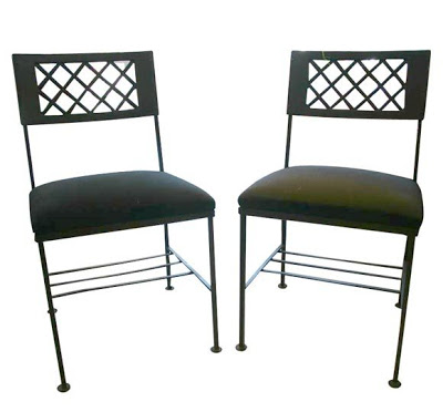 Pair of geometric metal side chairs from Pieces
