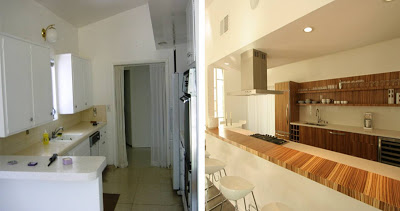 Before and After of a kitchen remodeled by The Sunset Team/La Kaza Design