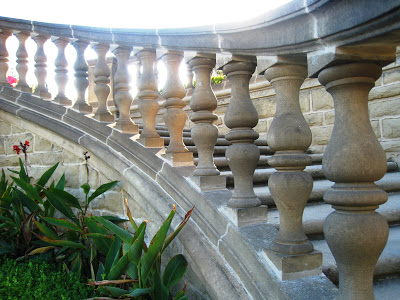 Classic Italianate stone balustrade on the Greystone Mansion grounds