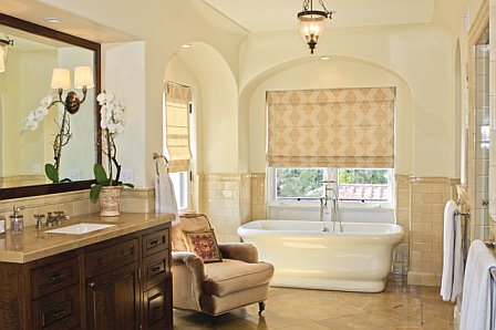Guest bedroom gets turned into a large and luxurious master bathroom with a stand alone tub after remodeling