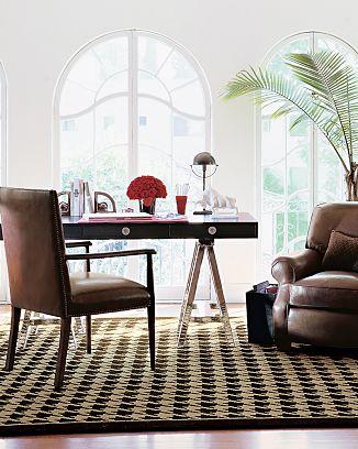 Brown and tan houndstooth rug from William Sonoma Home