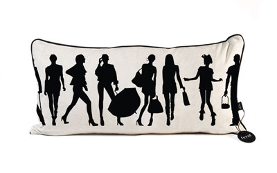 Pillow from Ferm Living with silhouettes of fashionable people