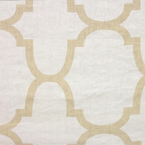 Linen with a cream and light tan in a Moorish pattern from Windsor Smith Home