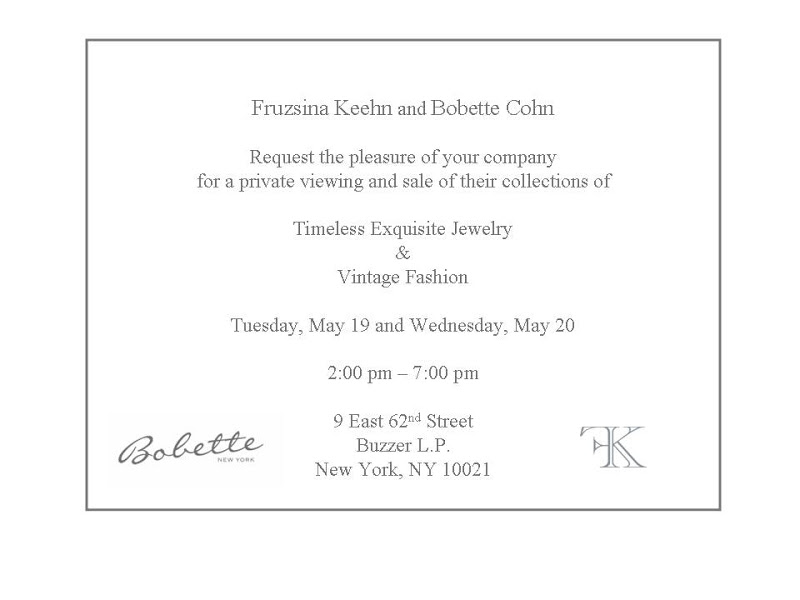 Invitation to Bobette Cohn's trunk show