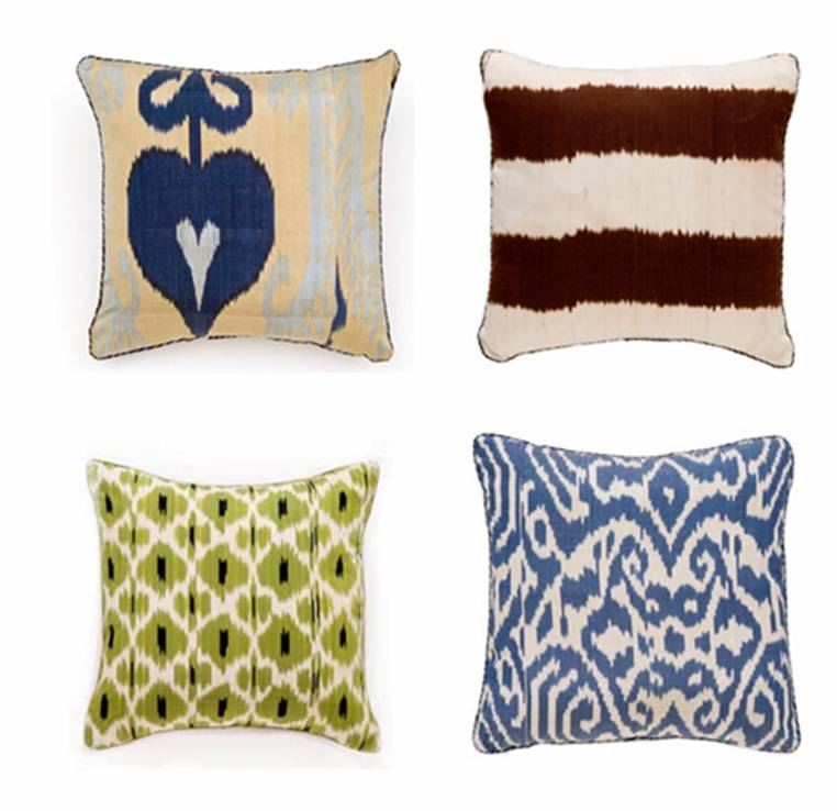 Four ikat pillows from Madeline Weinrib