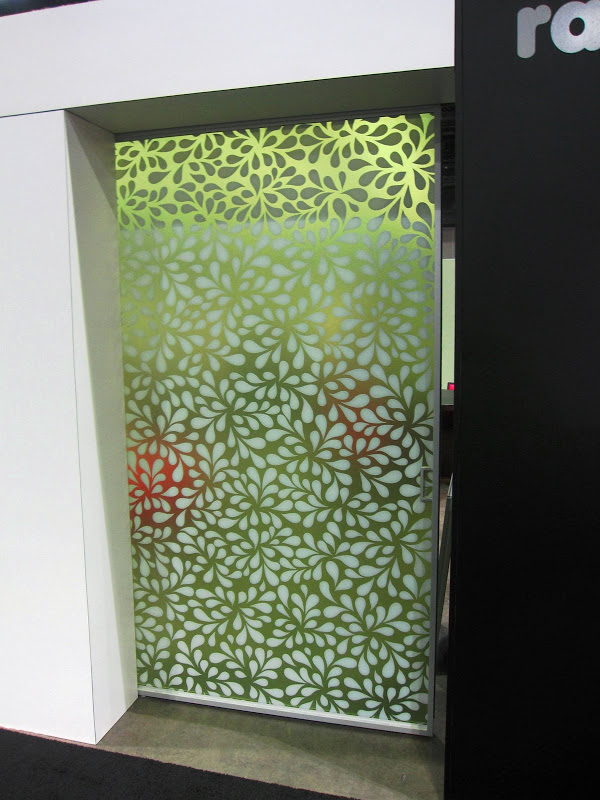 Imprinted green and white acrylic panel sliding door from Raumplus