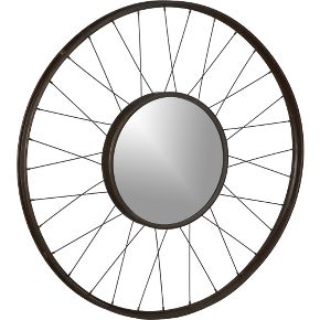 Mirror made from reclaimed iron bicycle wheels from cb2