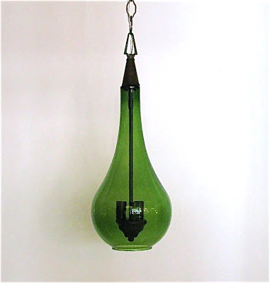 Vintage green glass pendants with original cap from pieces